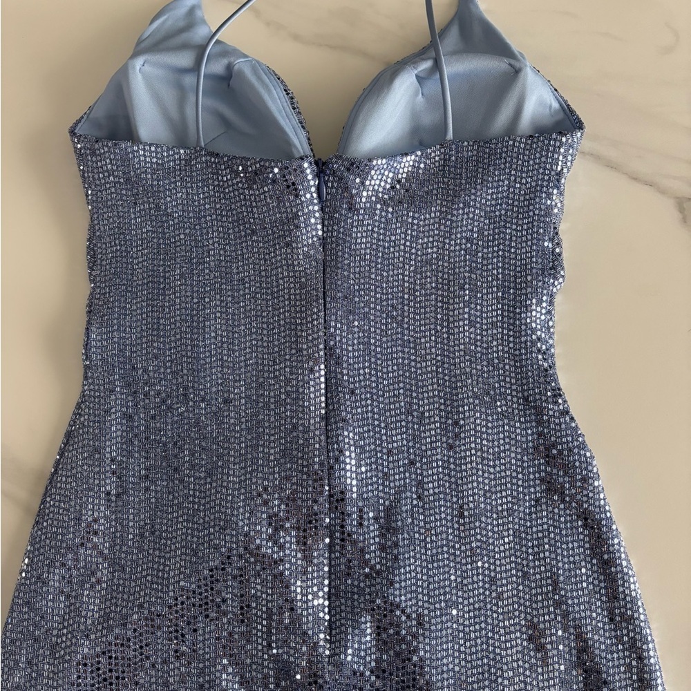 Camille Lavie Sparkling Purple Silver Evening Gown sz S - Picture 4 of 14